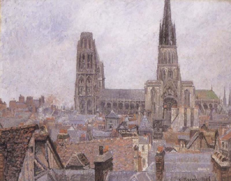 Camille Pissarro The Roofs of Old Rouen,Gray Weather Germany oil painting art